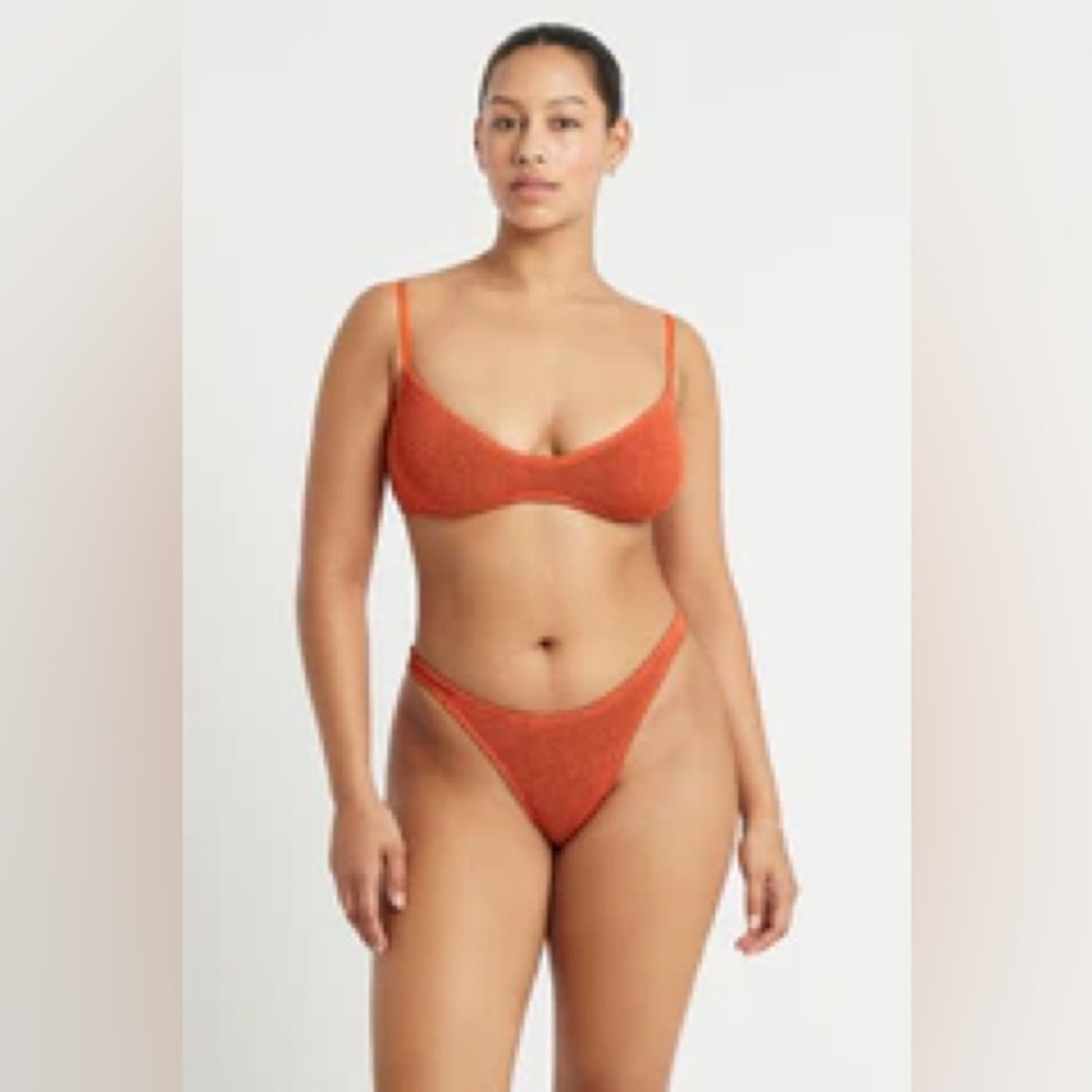 bond-eye Orange Ribbed Bikini Set